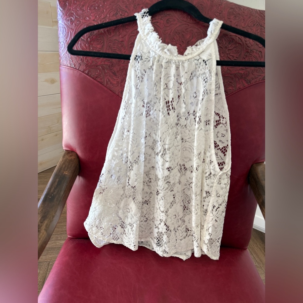 Free People Lace Halter Top - Cream